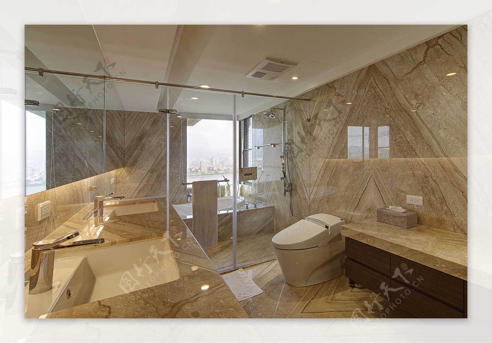 现代浴室花纹背景墙室内装修效果图