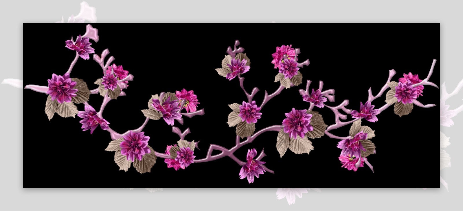 手绘粉紫色花朵png透明素材