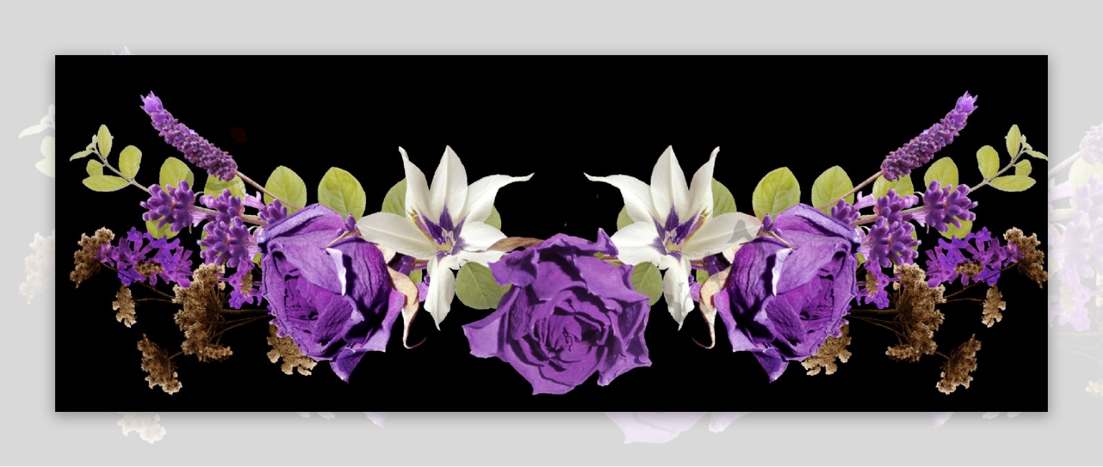 手绘紫色花朵花边png透明素材