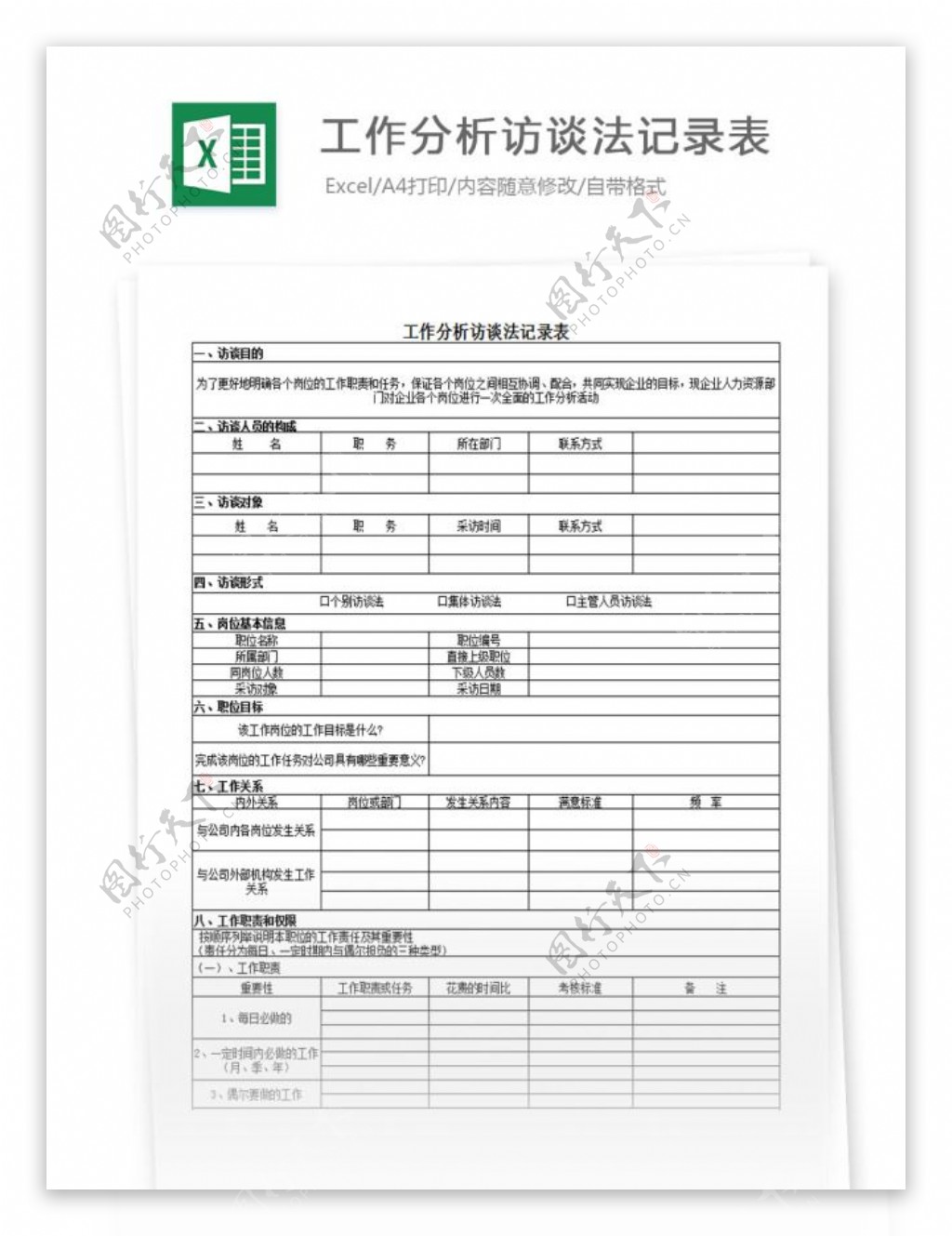 工作分析访谈法调查表