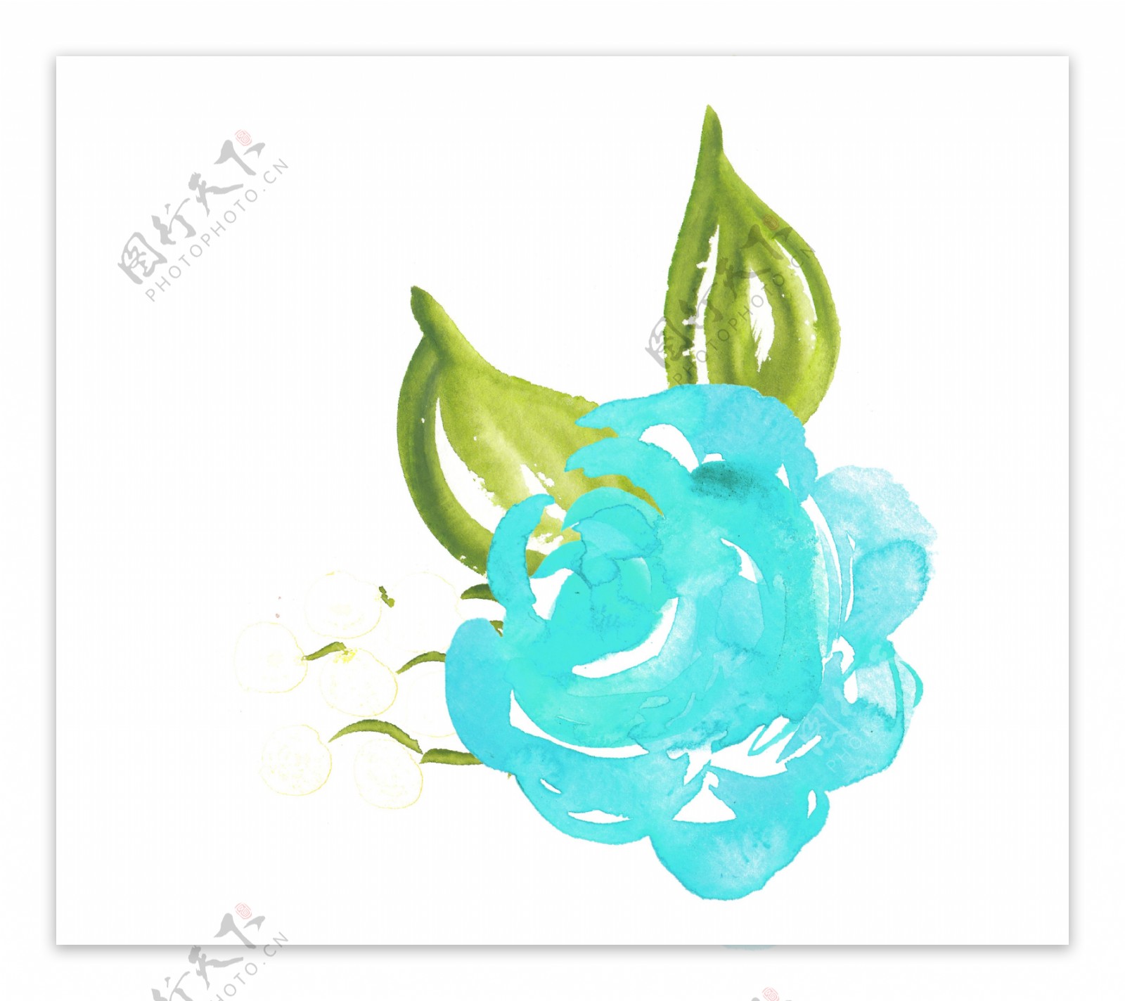 蓝色镂空花卉卡通透明素材