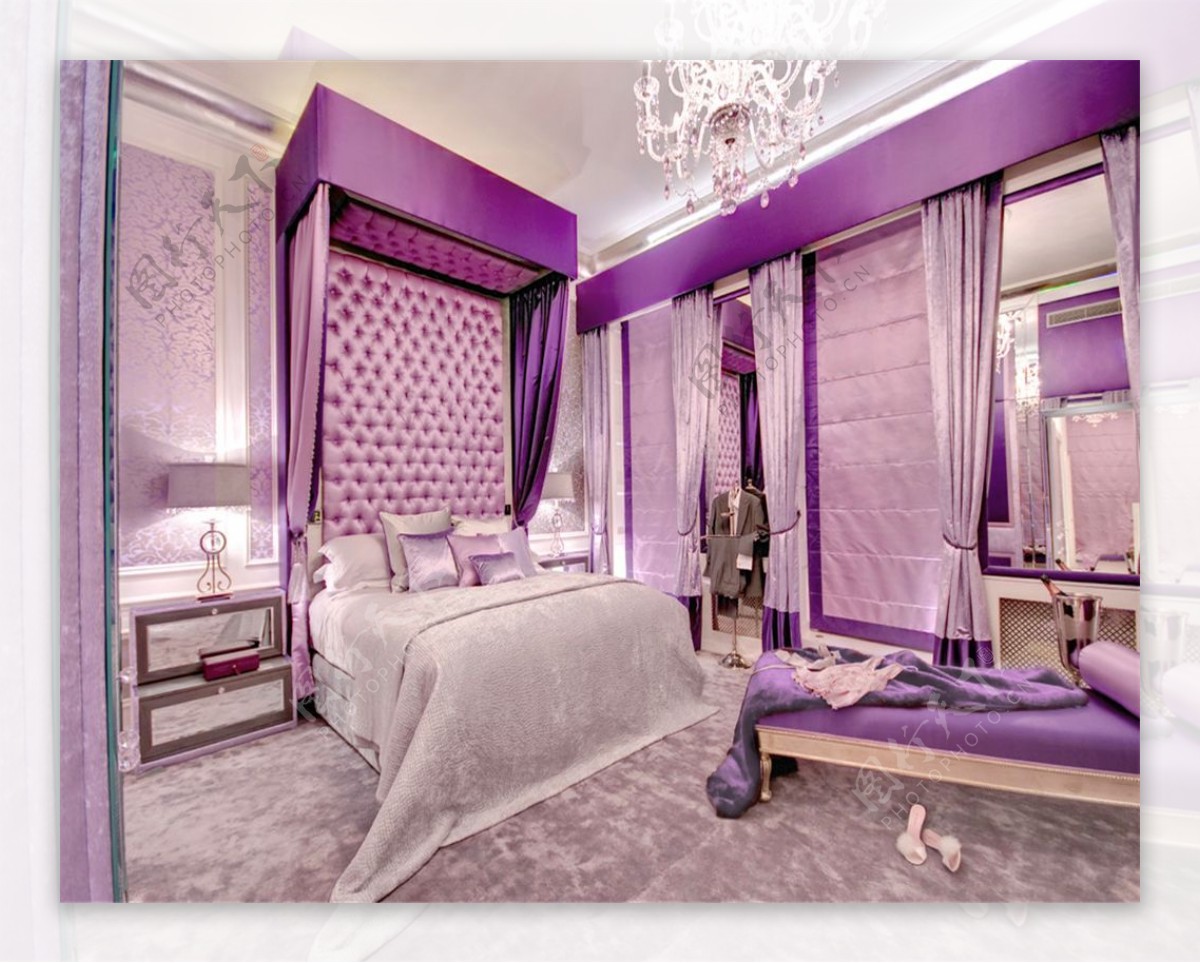 梦幻紫色卧室家装效果图