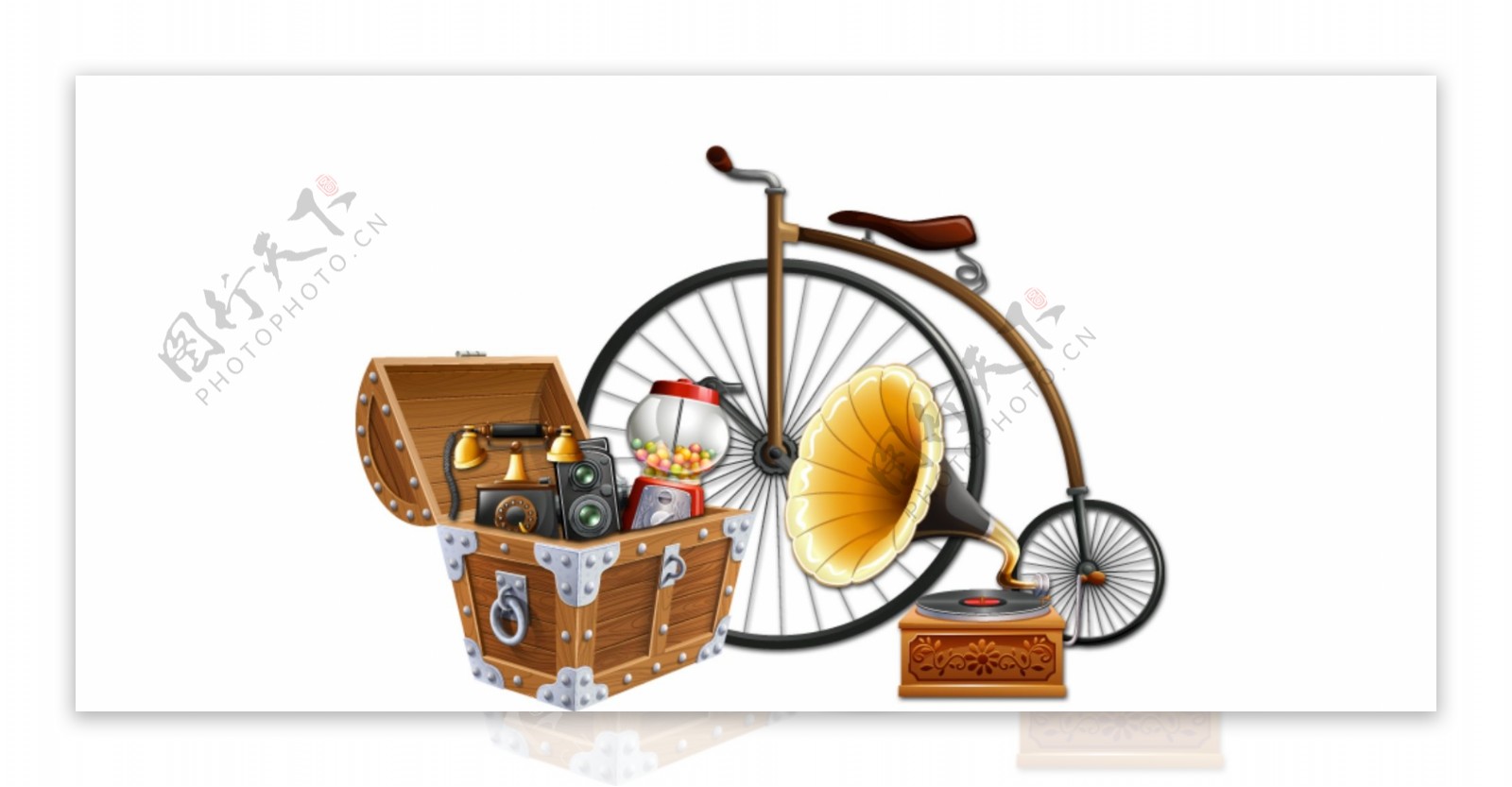 金属古董自行车图片免抠psd透明素材