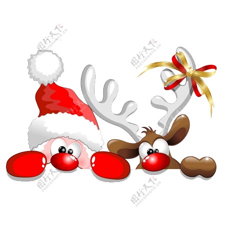 卡通圣诞老人麋鹿头像元素