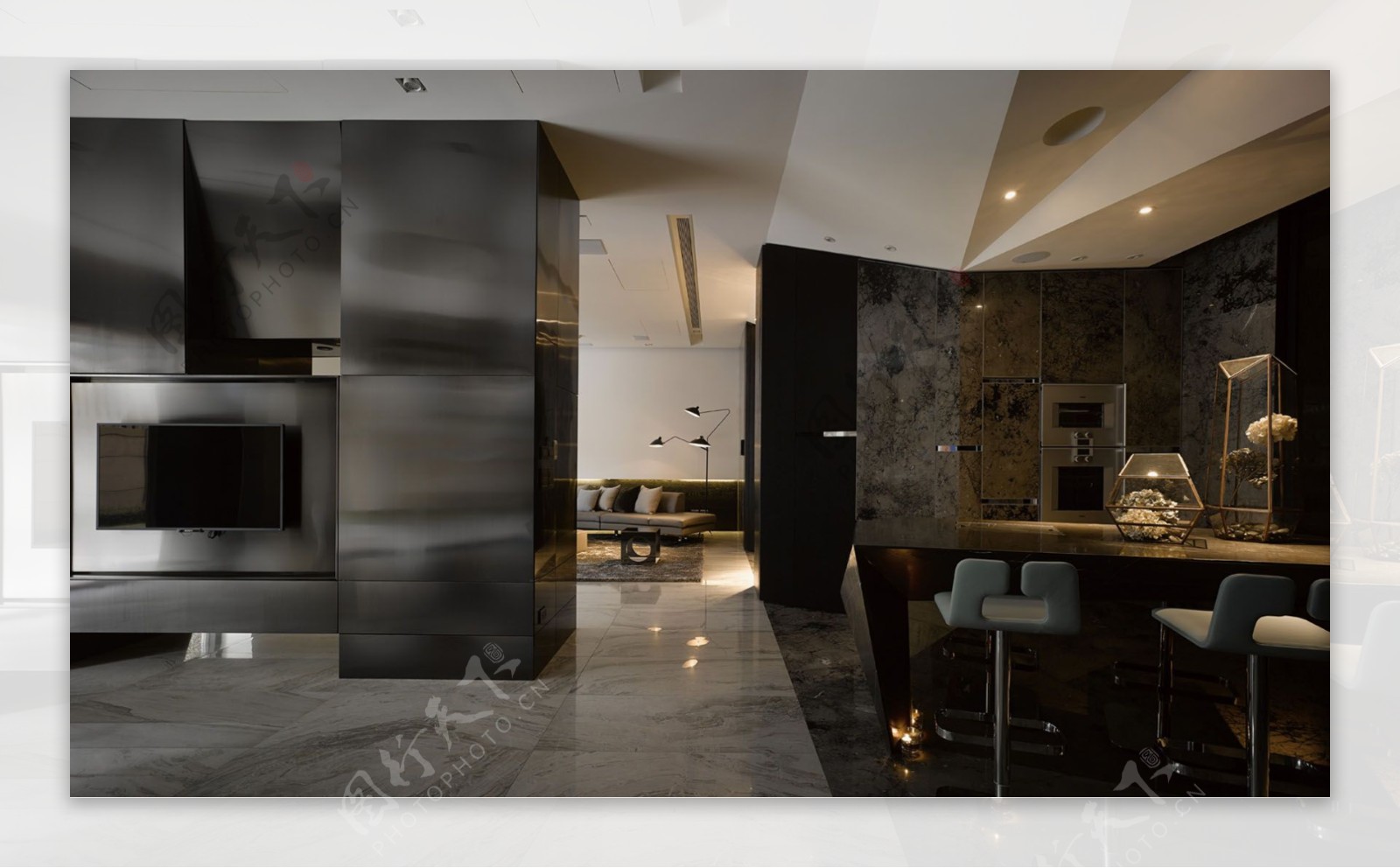 现代时尚感客厅瓷砖地板室内装修JPEG图