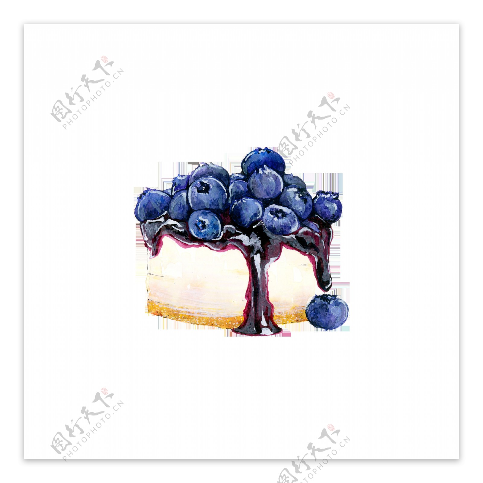 蓝莓蛋糕卡通透明素材