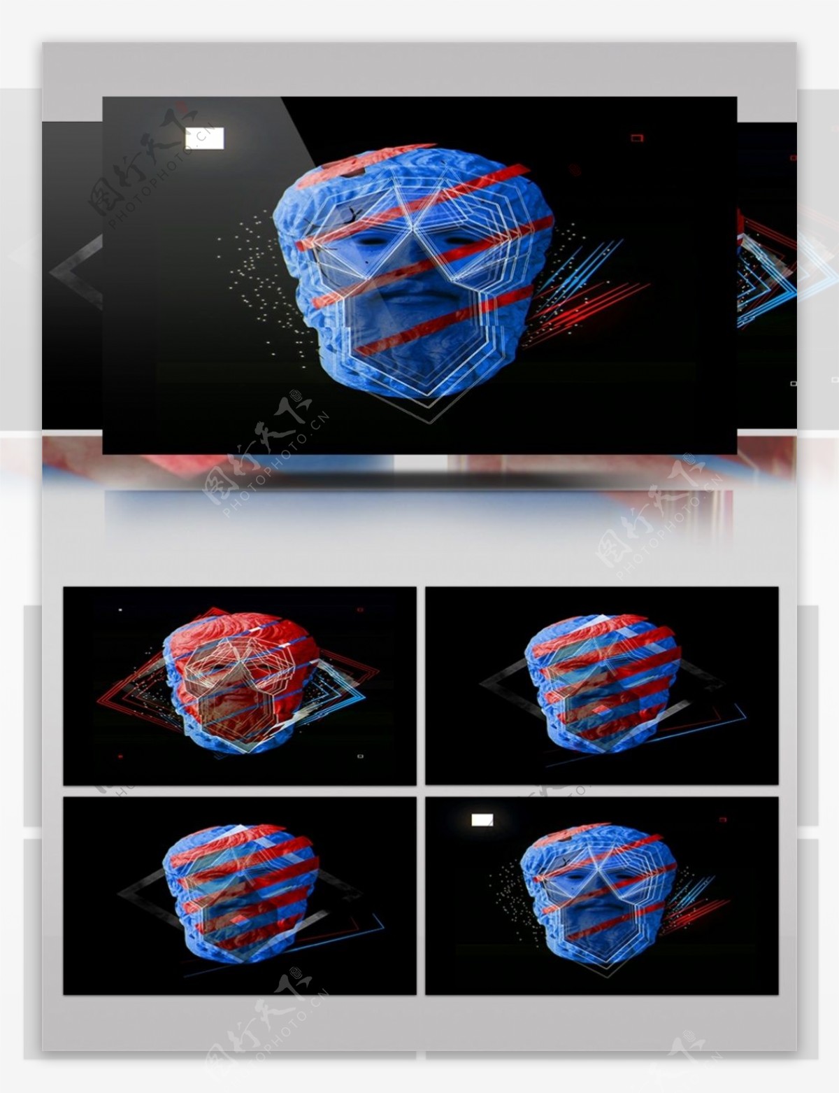 红蓝撞色3D全息影像视频素材
