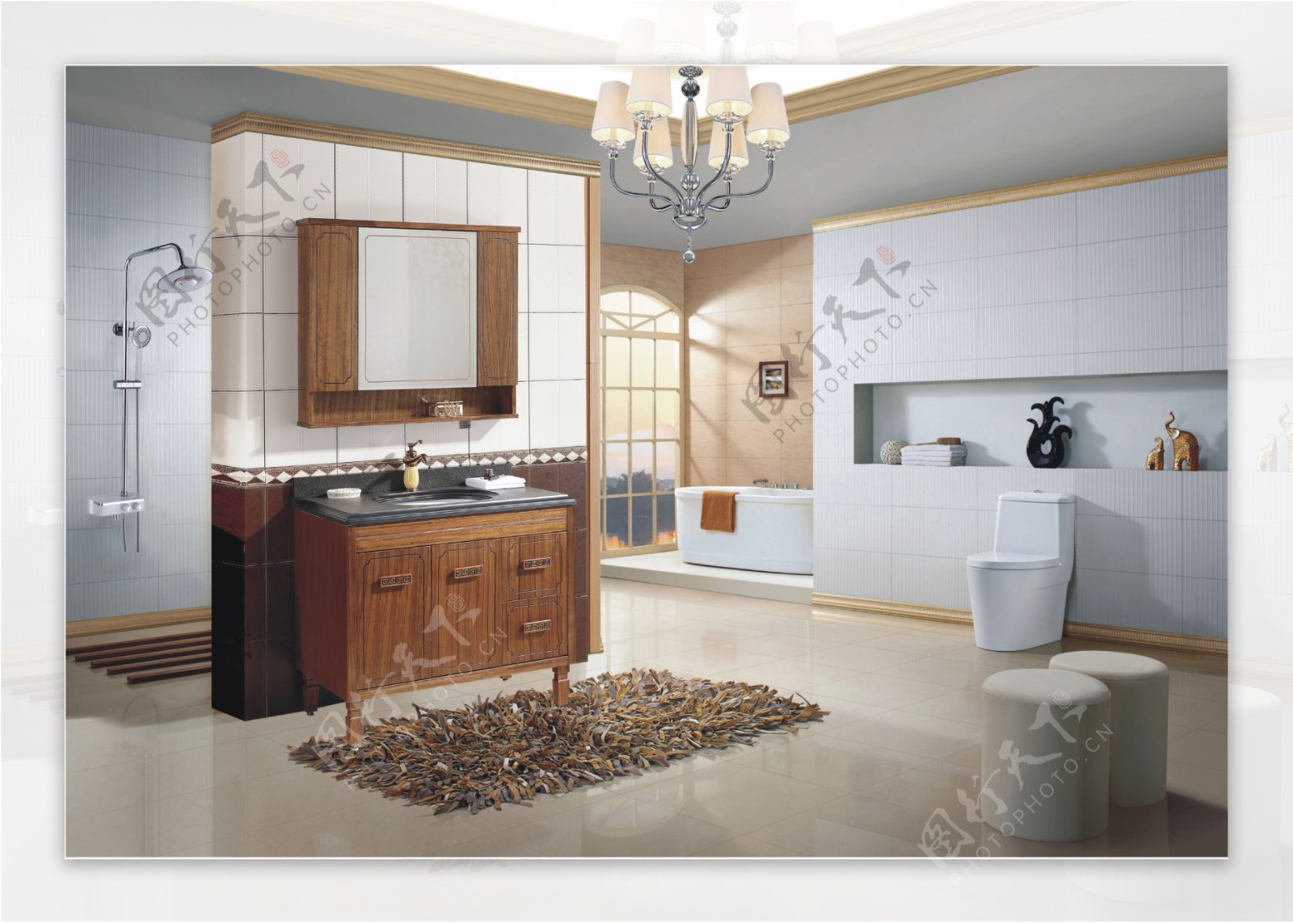 大气简洁欧式整体卫浴家装效果图设计