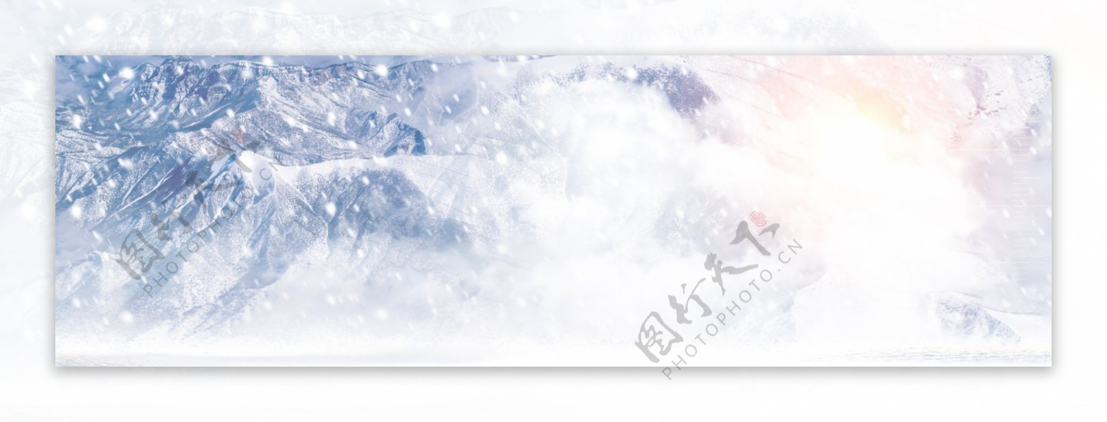 白色冬季雪景banner背景