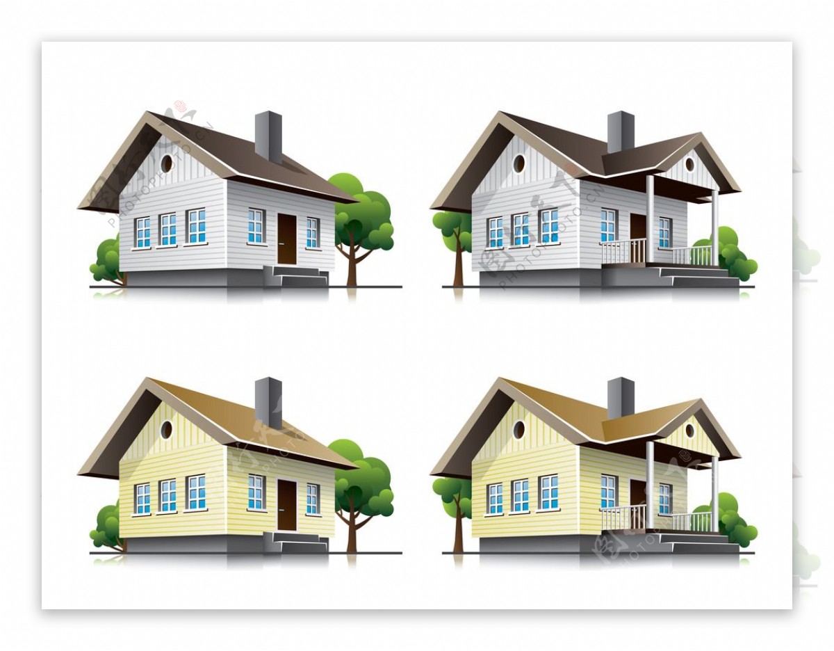 立体房屋模型矢量图