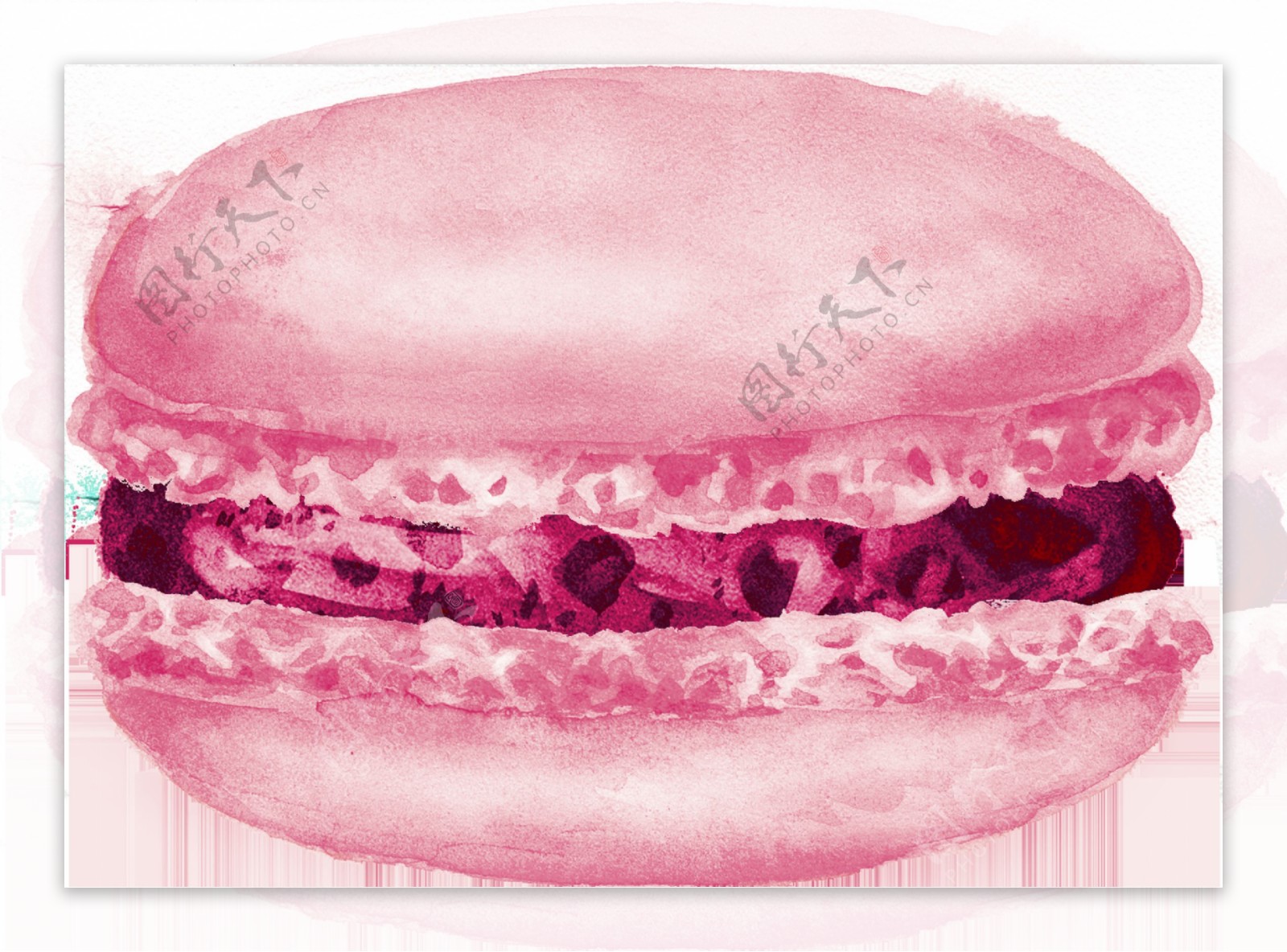 粉花汉堡卡通透明素材