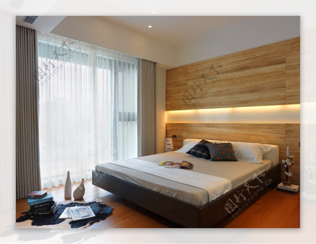 简约现代卧室床铺效果图图片素材-编号29043019-图行天下