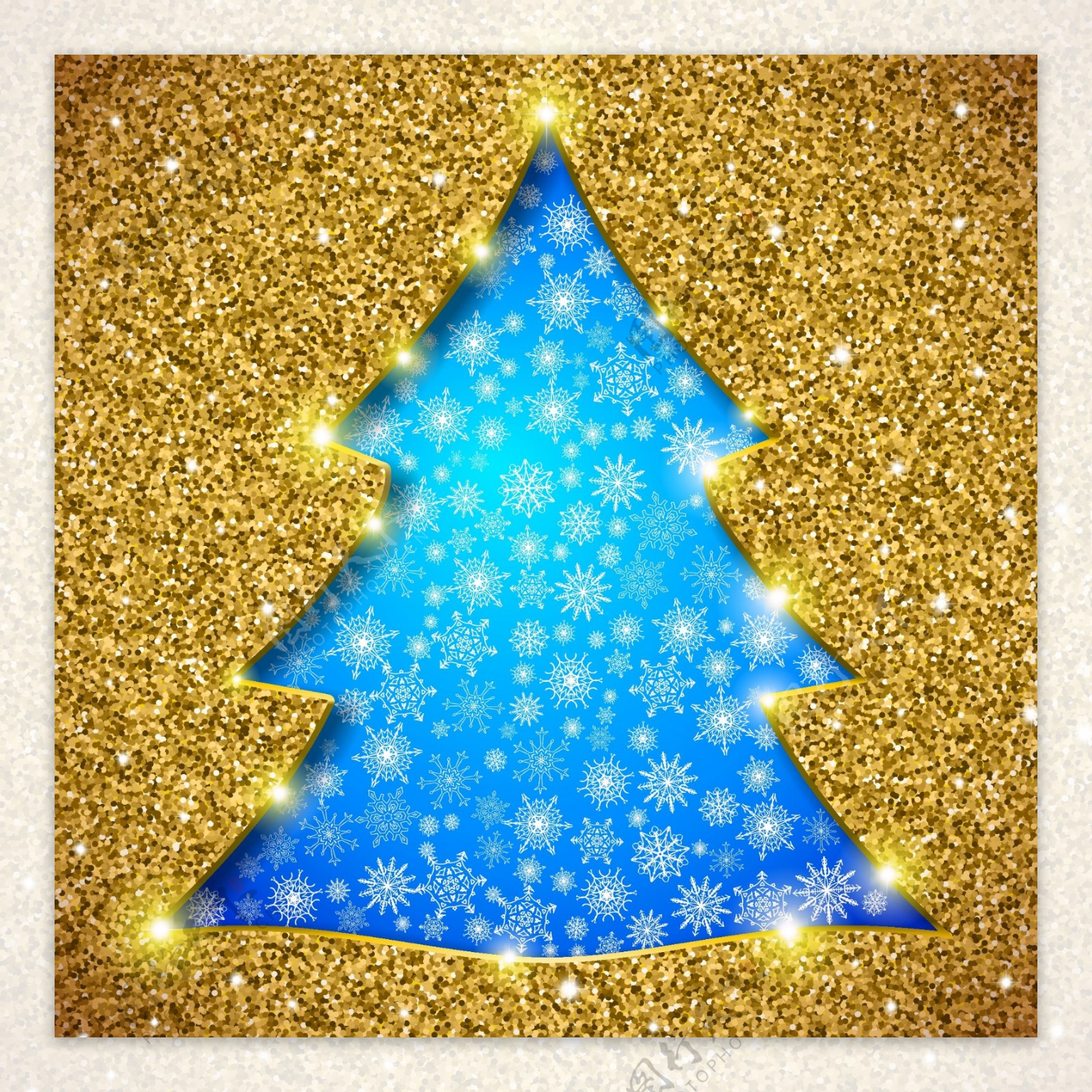 金色底图圣诞树矢量素材
