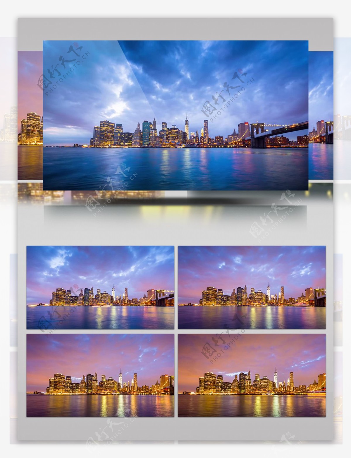 滨水城市迪拜滨湖城市景观从白天到黑夜唯美高清延时摄影