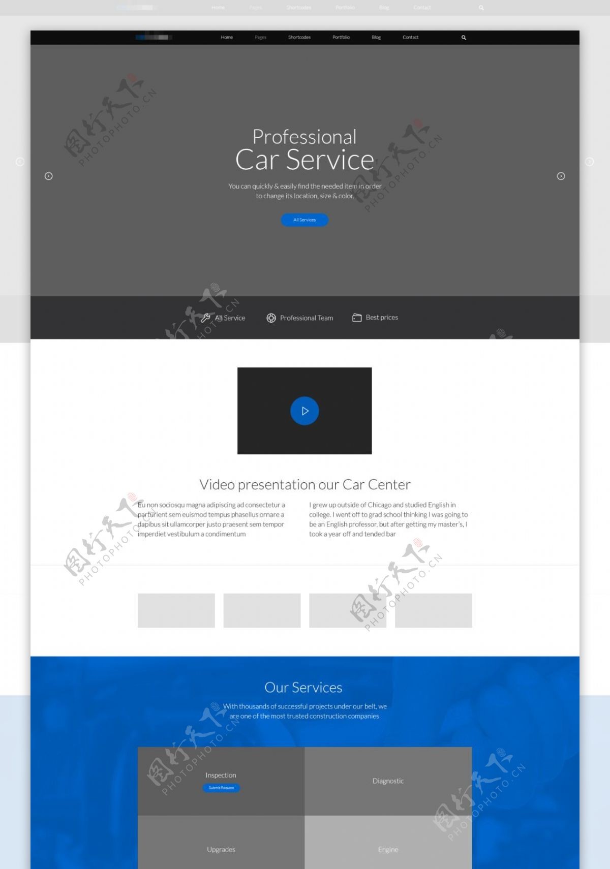 蓝色国内汽车服务网站通用模板