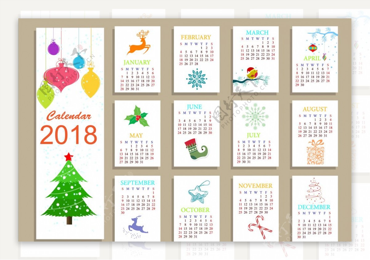 2018日历设计圣诞日历