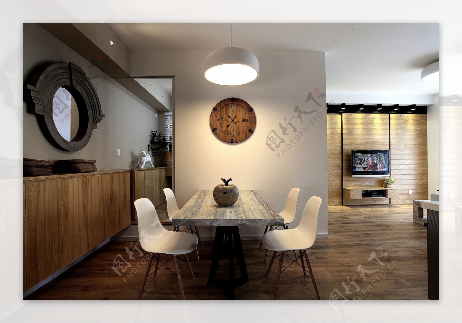 现代时尚客厅纯色背景墙室内装修效果图