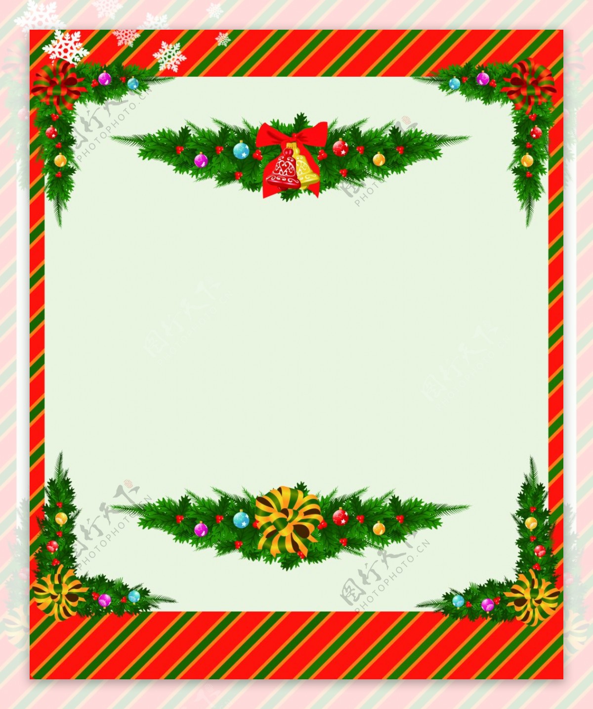矢量文艺手绘圣诞节条纹边框背景