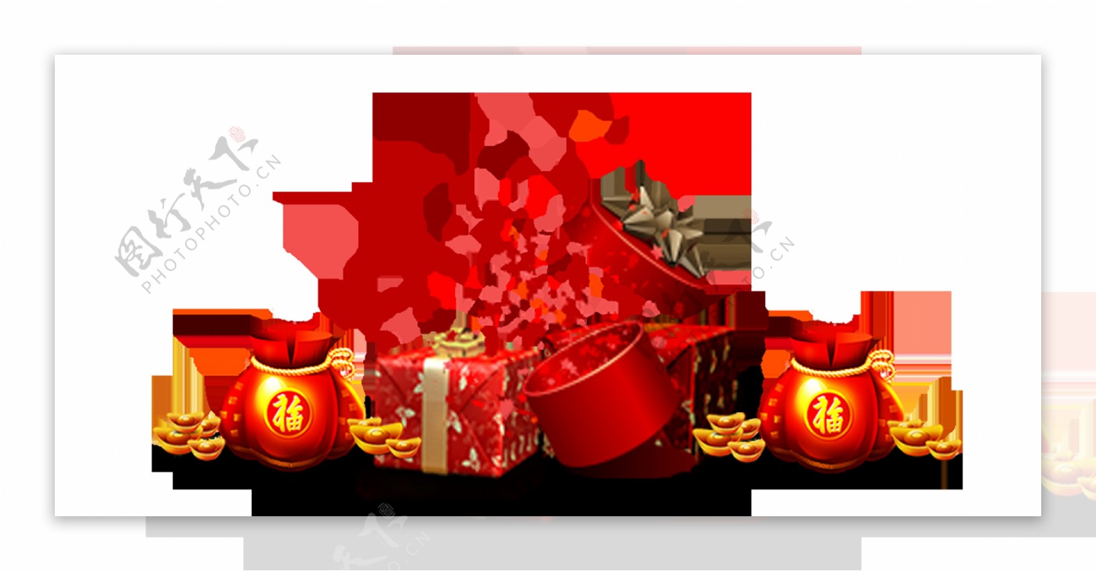 红色新年礼盒装饰素材