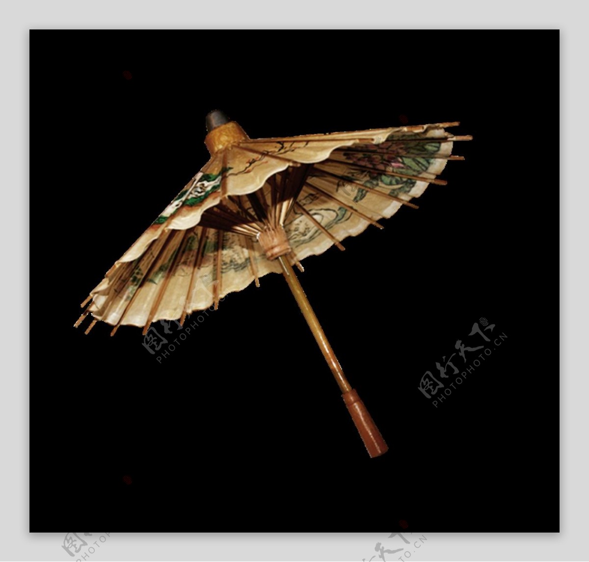 手绘油纸伞透明装饰素材