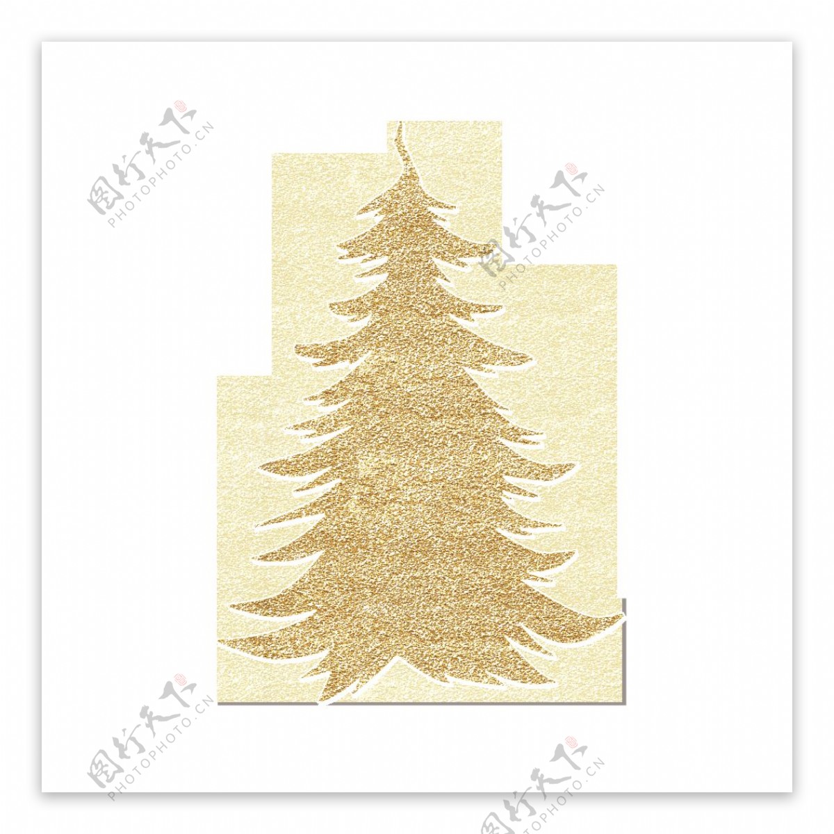 手绘金色圣诞树透明素材