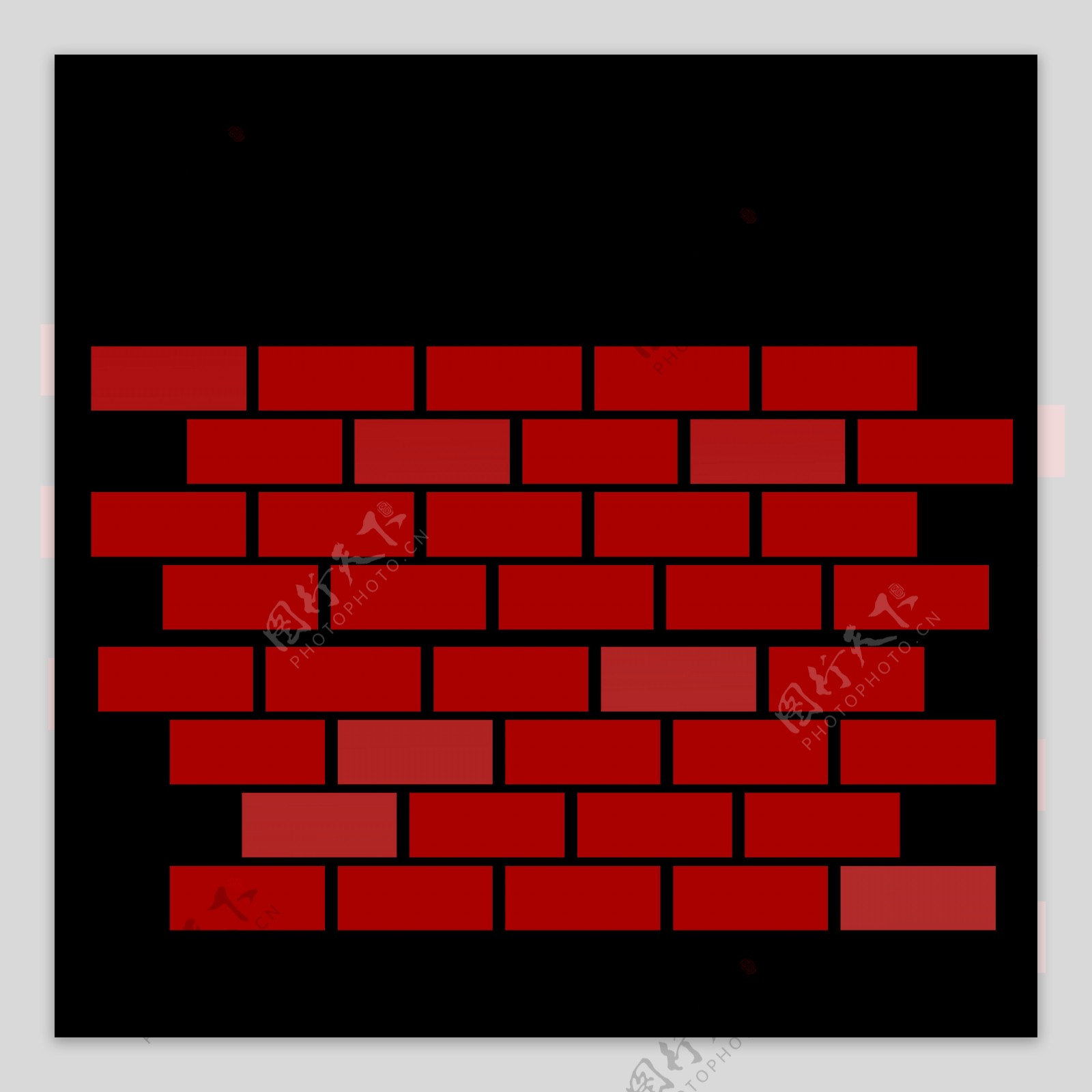 卡通红色砖墙png元素