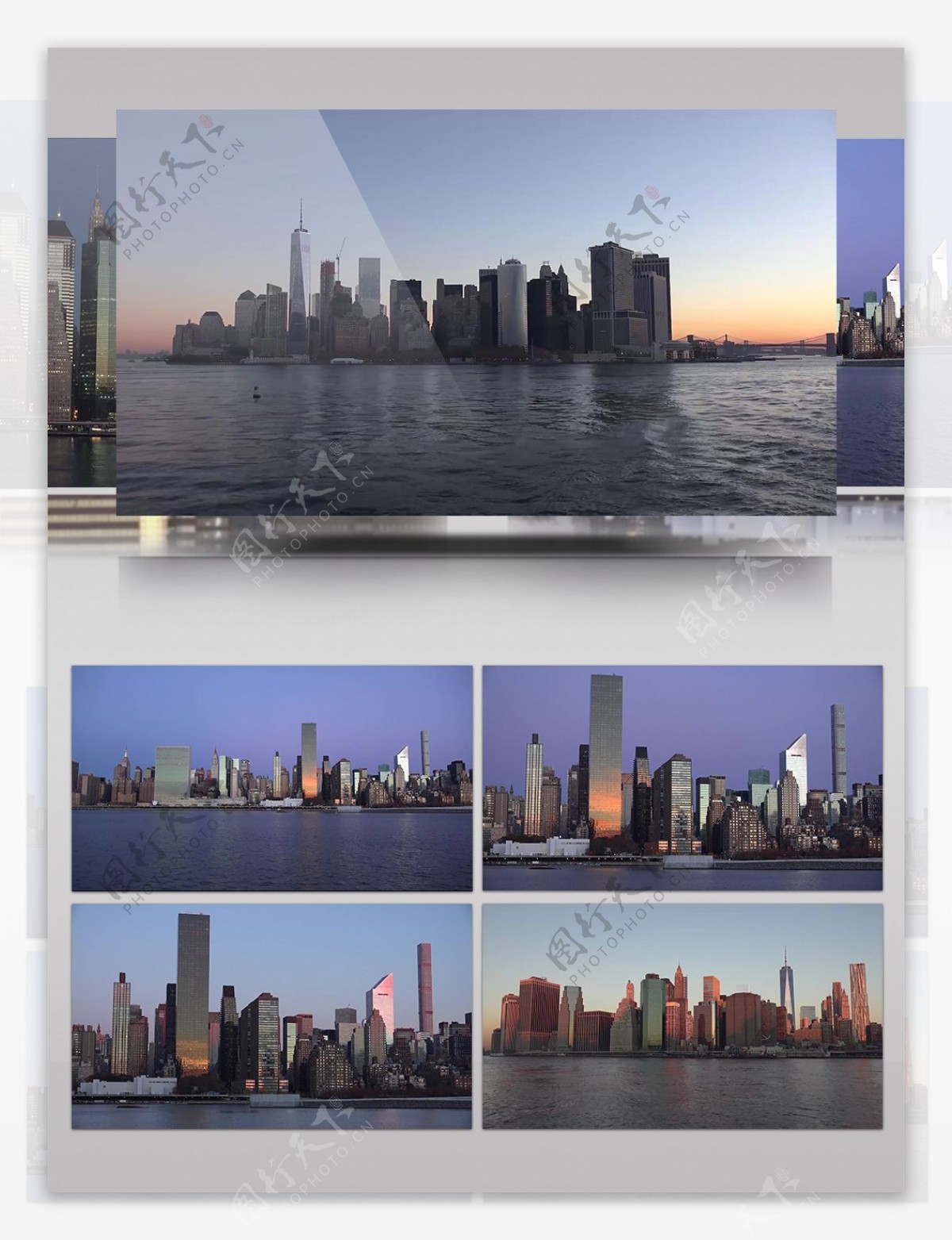 4K纽约城市天际线滨水城市景观展示