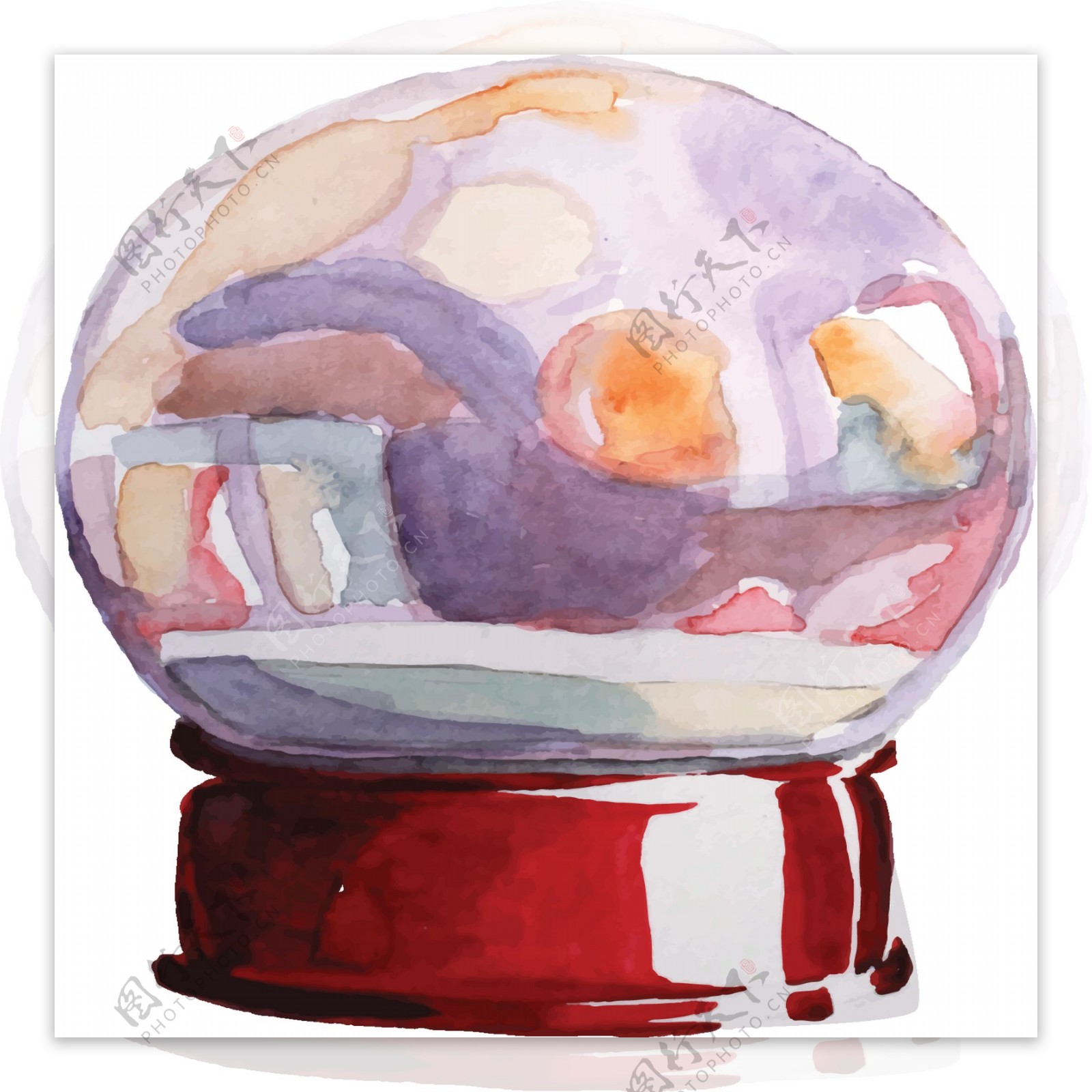 手绘童话式彩色水晶球透明素材卡通