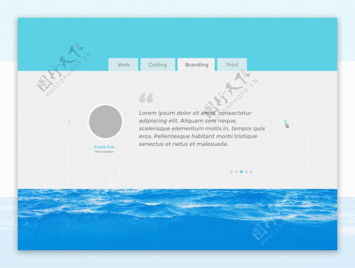 海洋风格清晰的网页界面PSD模板
