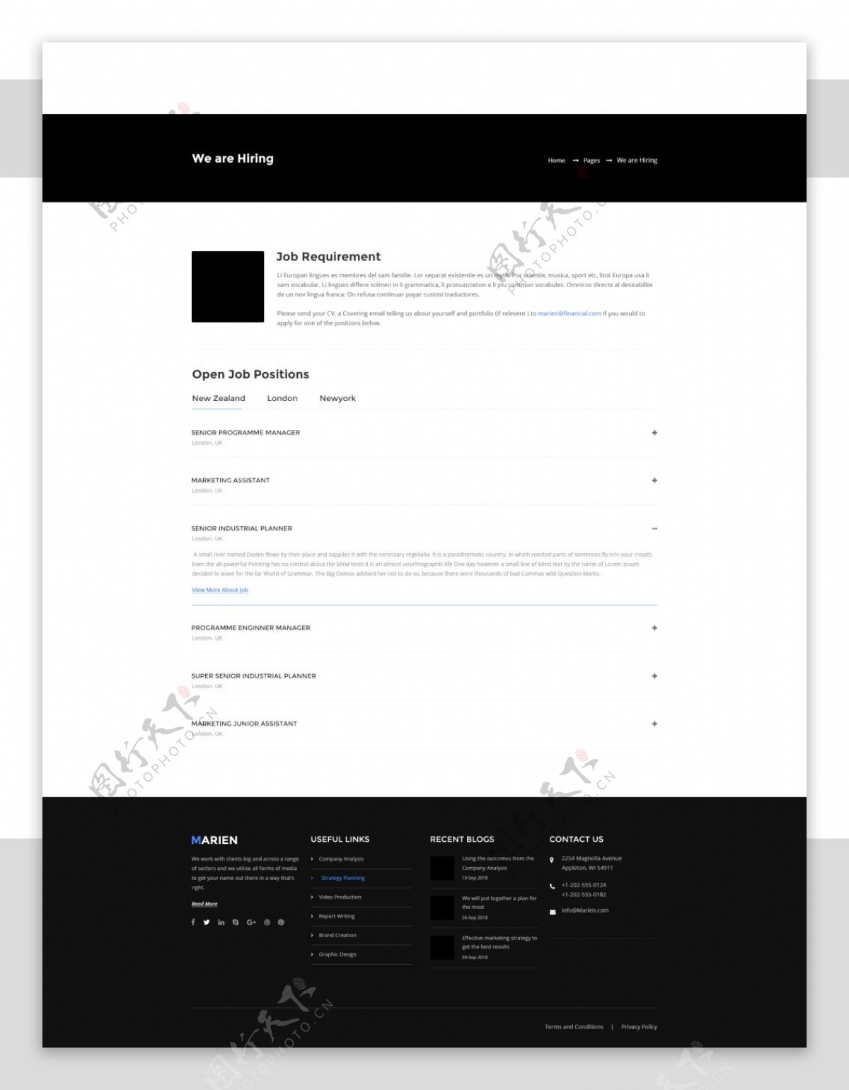 黑白配色网页界面PSD模板