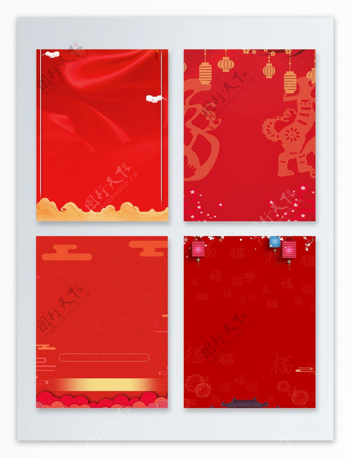 红色几何时尚节日新年广告背景
