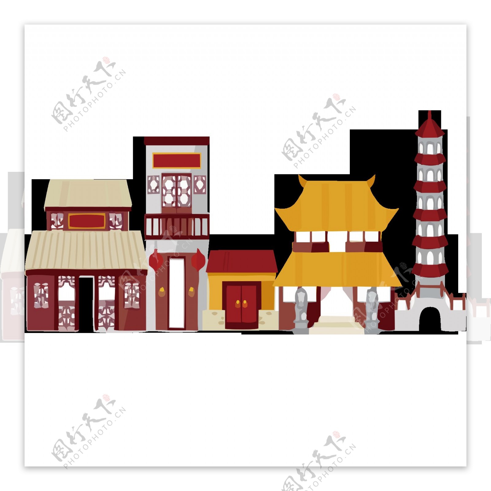手绘中国建筑元素