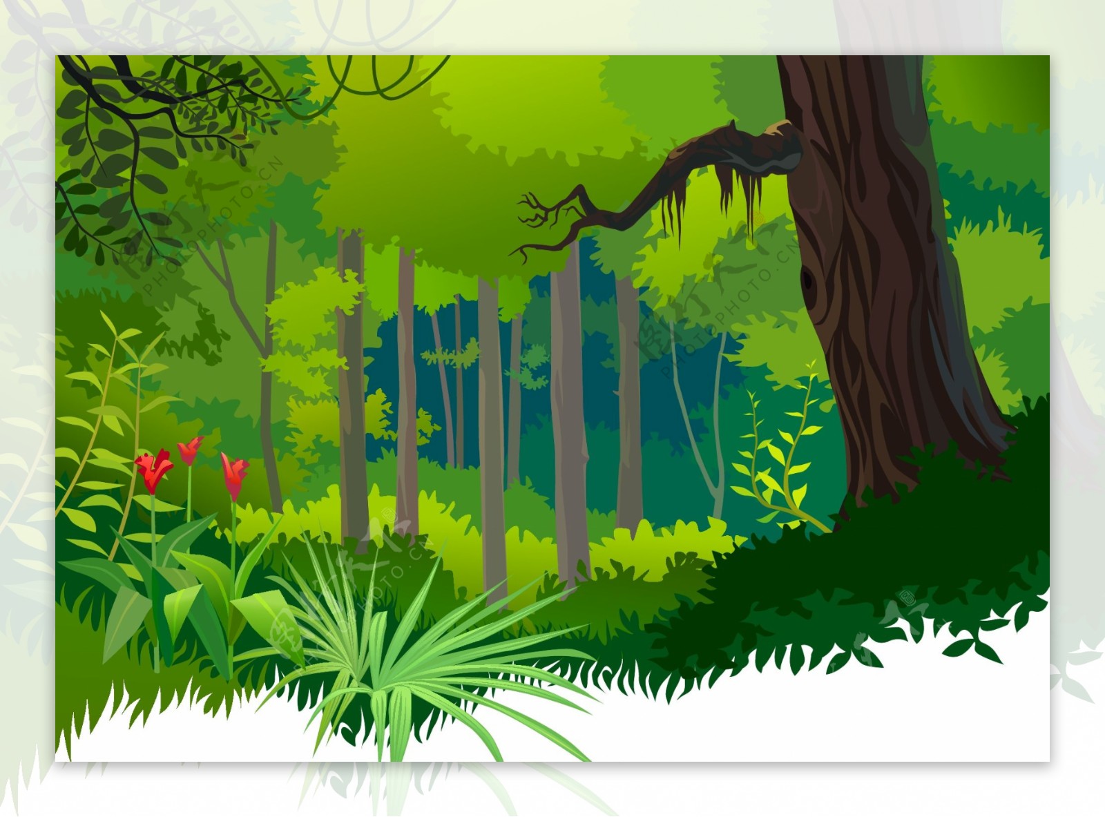 矢量卡通原始森林背景
