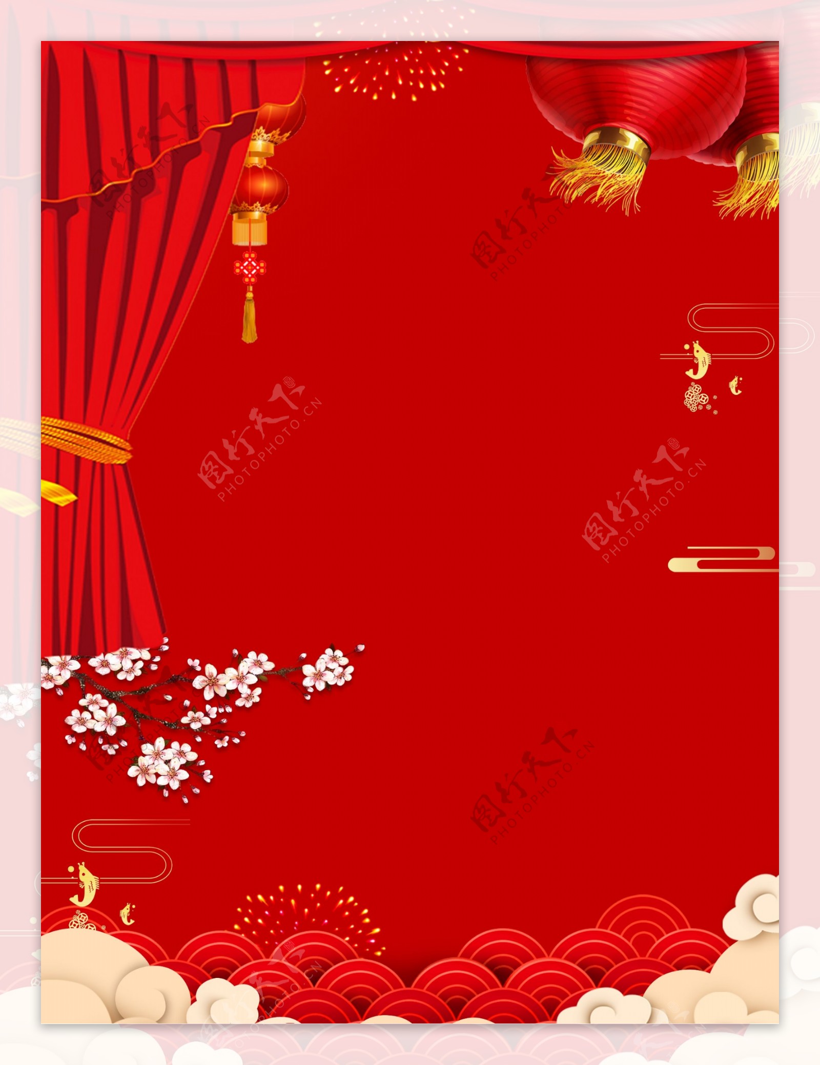 红色喜庆小年海报背景设计