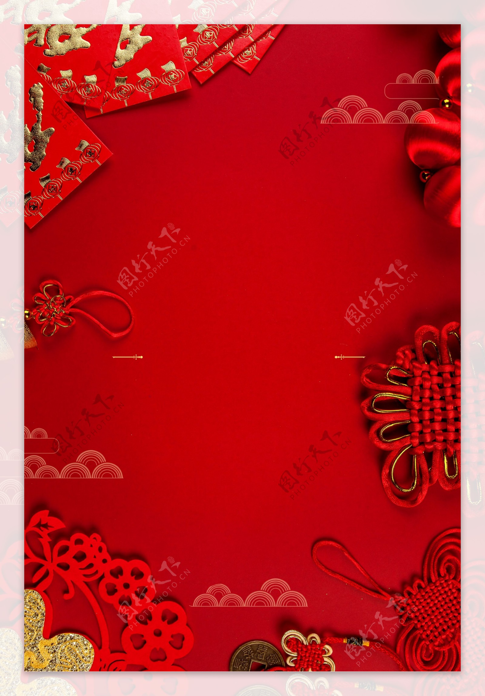红色新年中国风海报背景