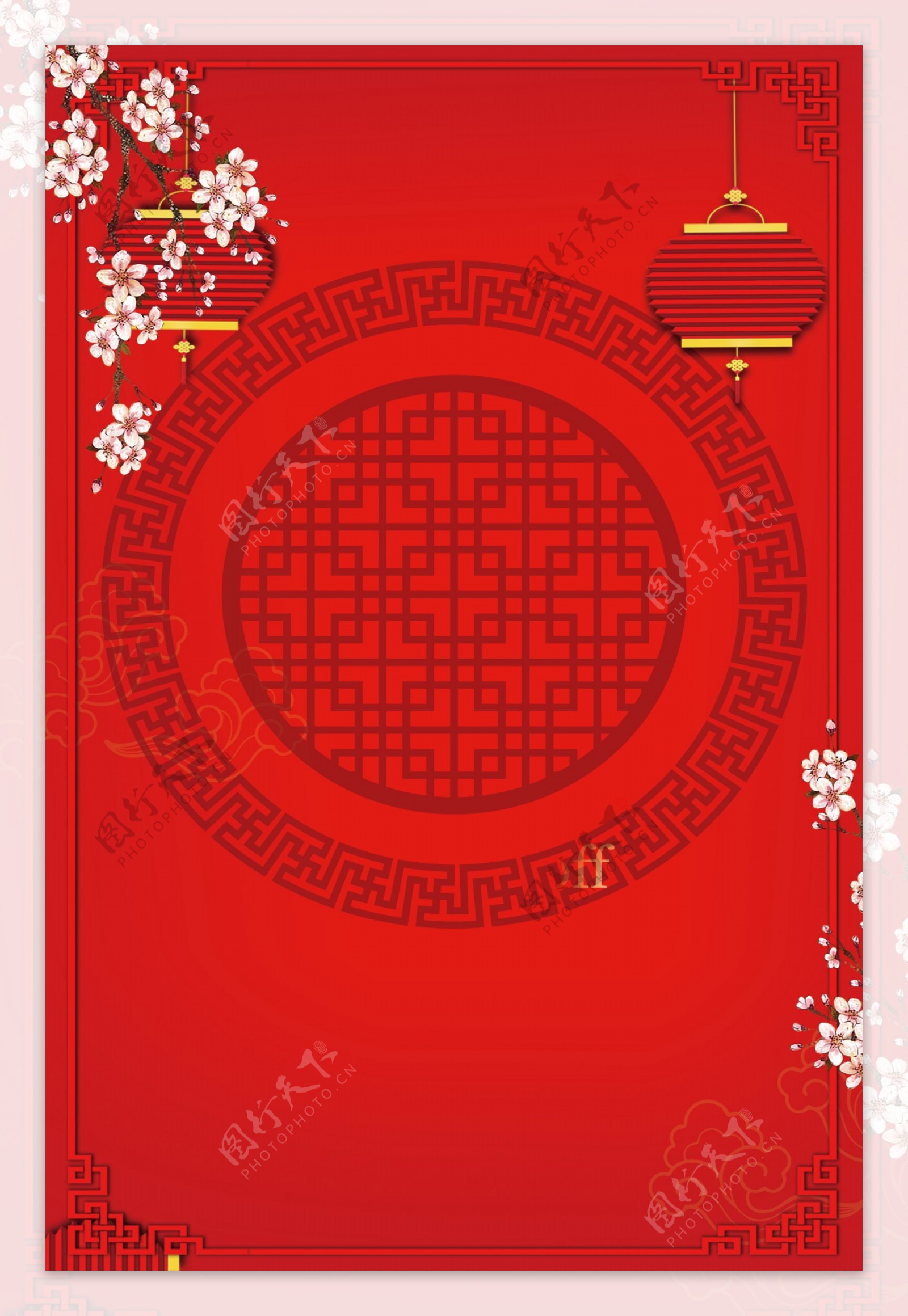 中式古典2018狗年春节海报背景设计