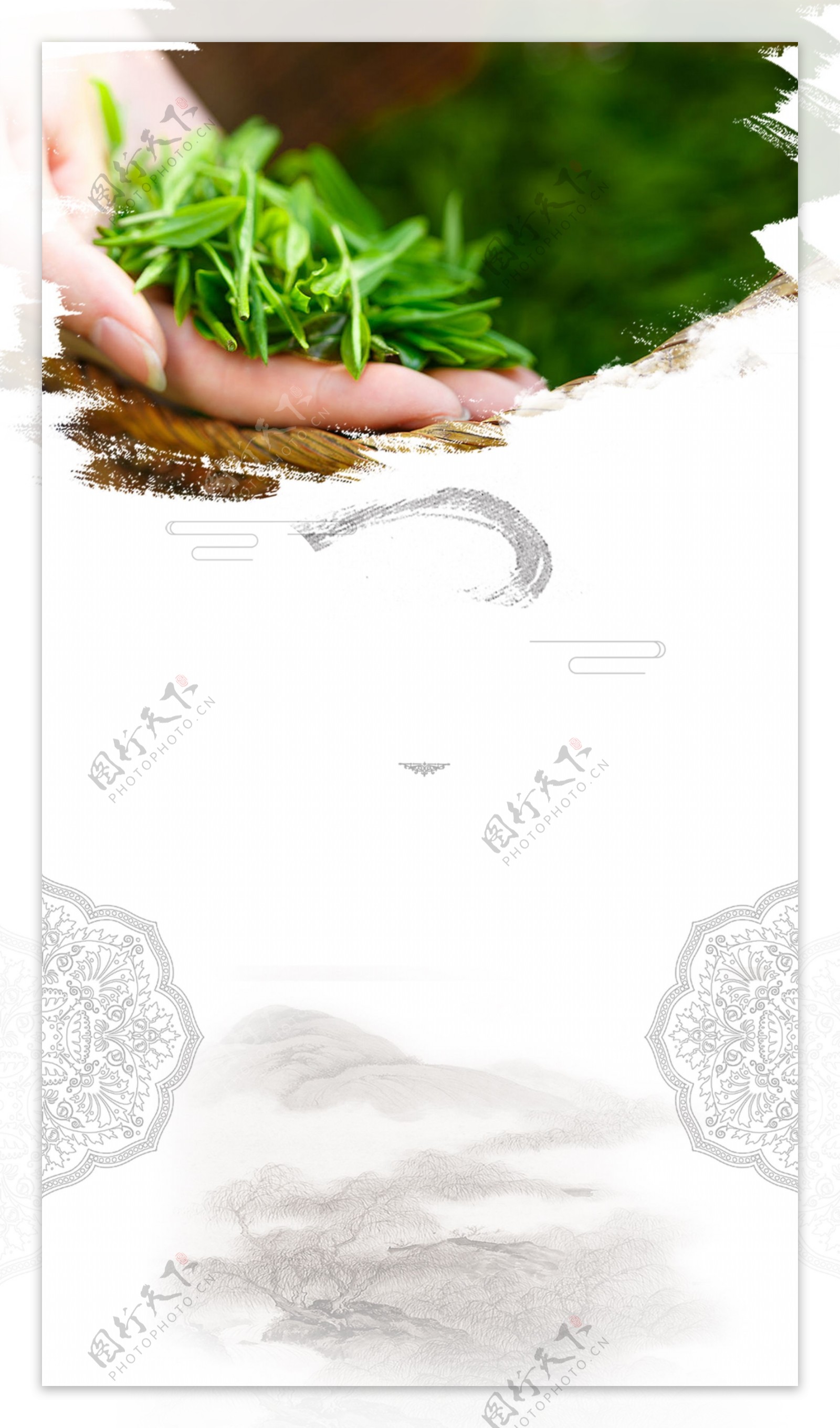 清新绿茶文化海报背景设计