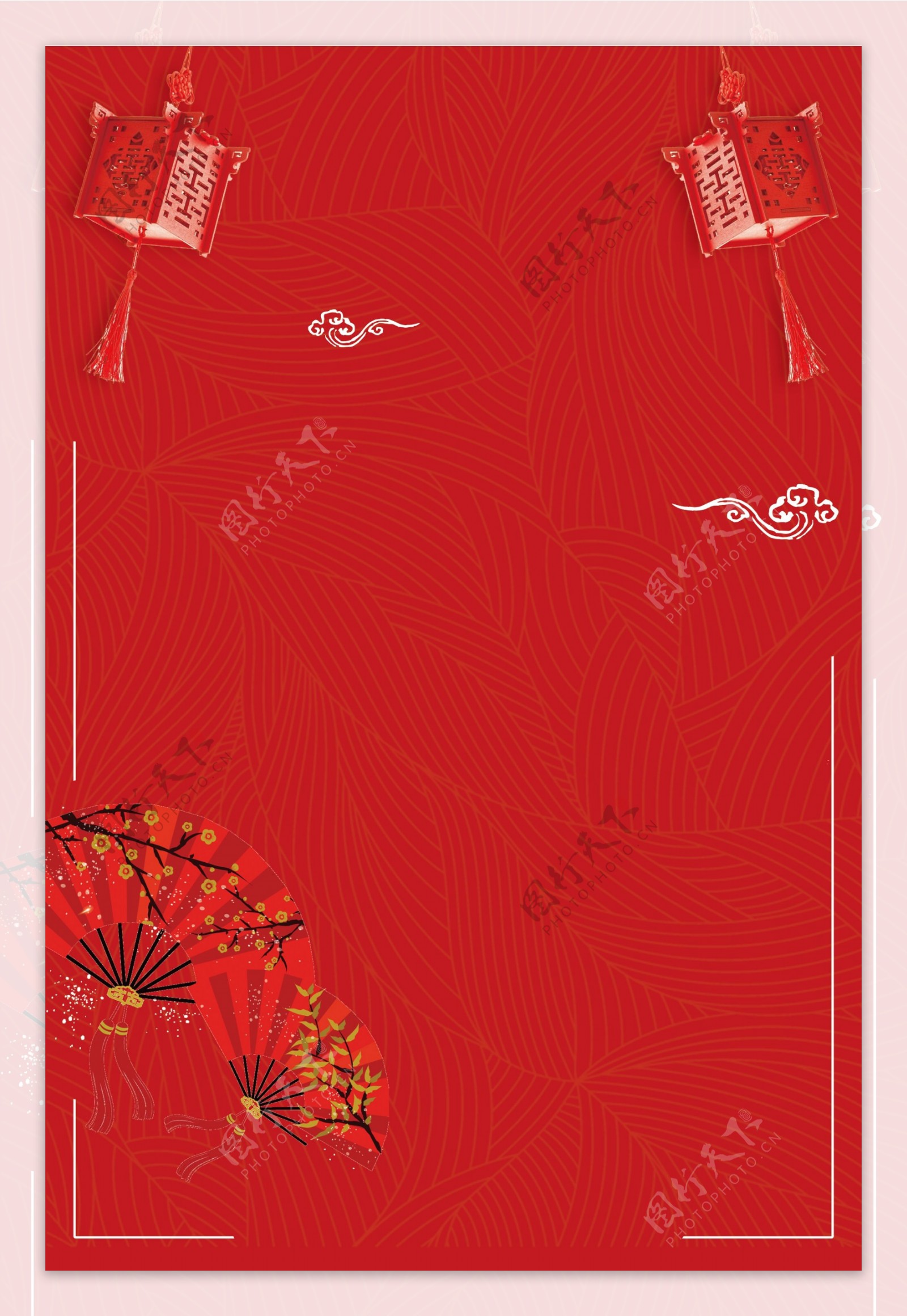 红色典雅新年海报背景设计