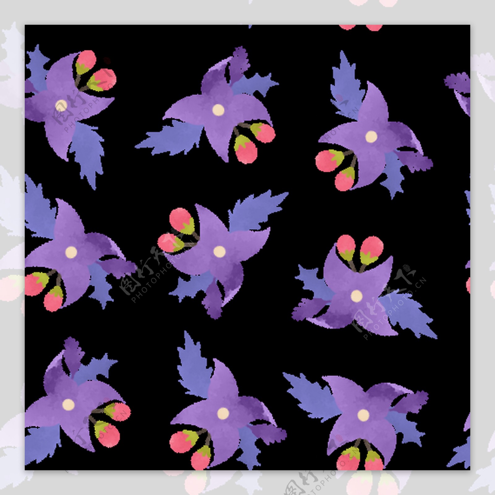 紫色花蕊卡通背景素材
