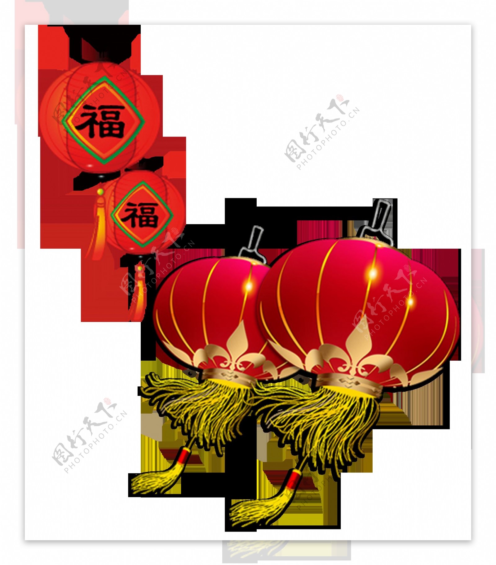 中国风新年福字灯笼元素
