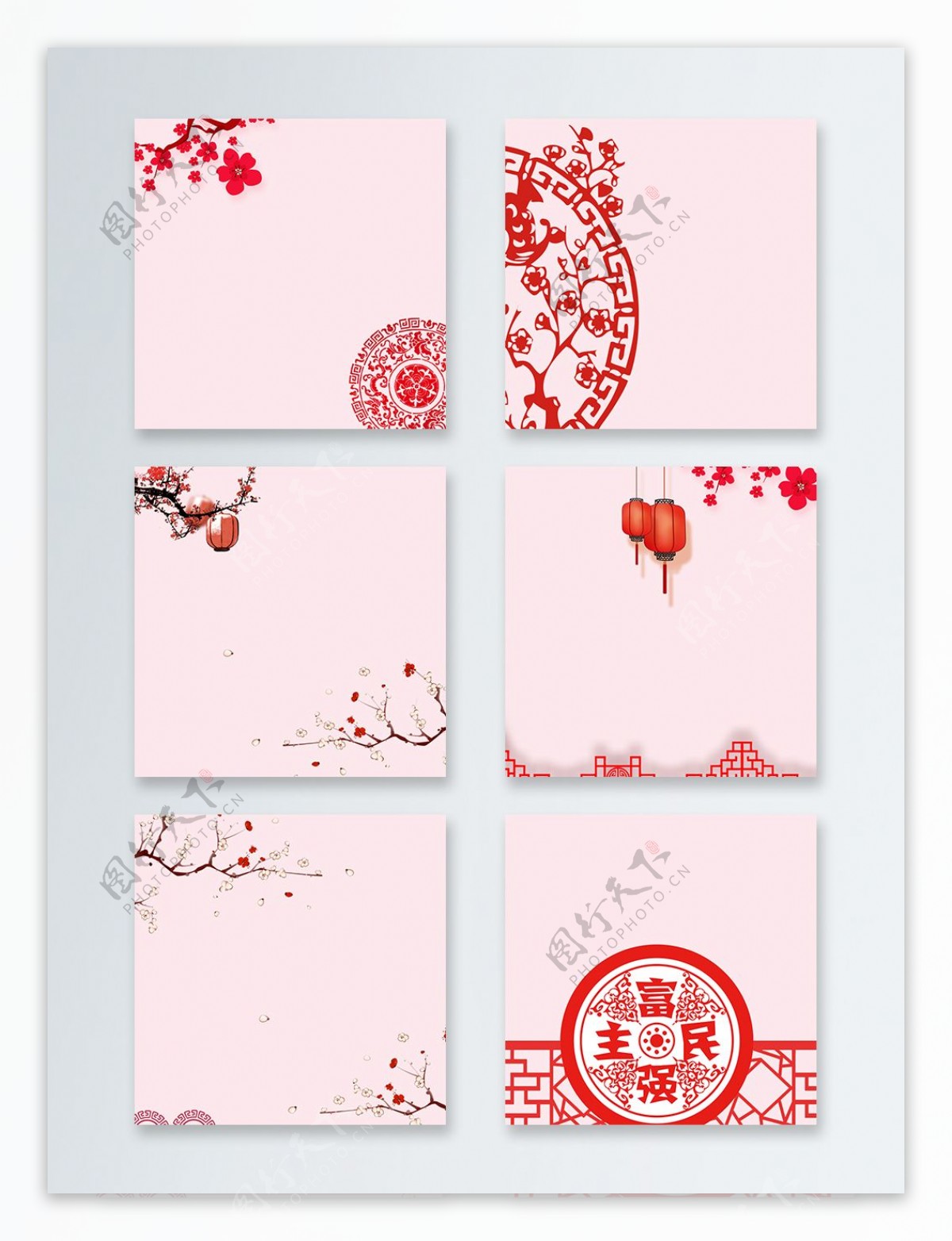 中国新春剪纸艺术主图背景