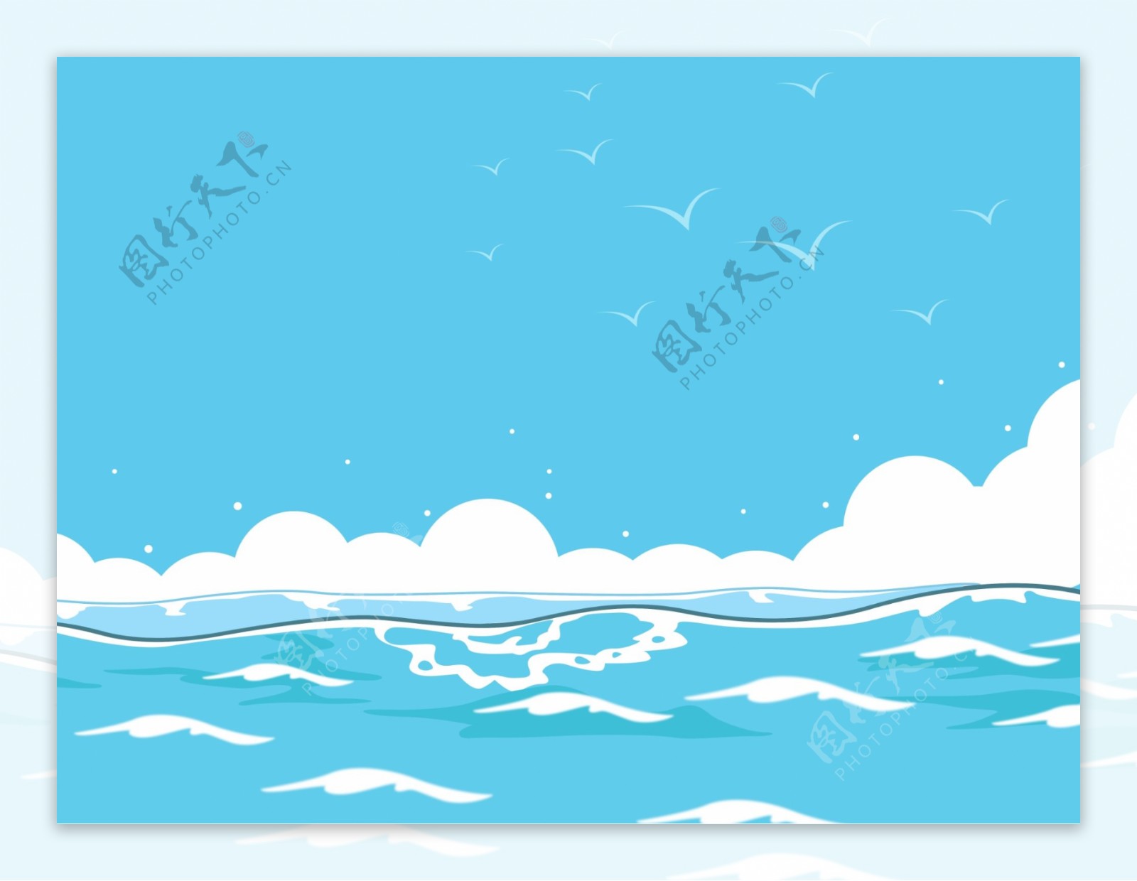 蓝色天空海洋背景素材