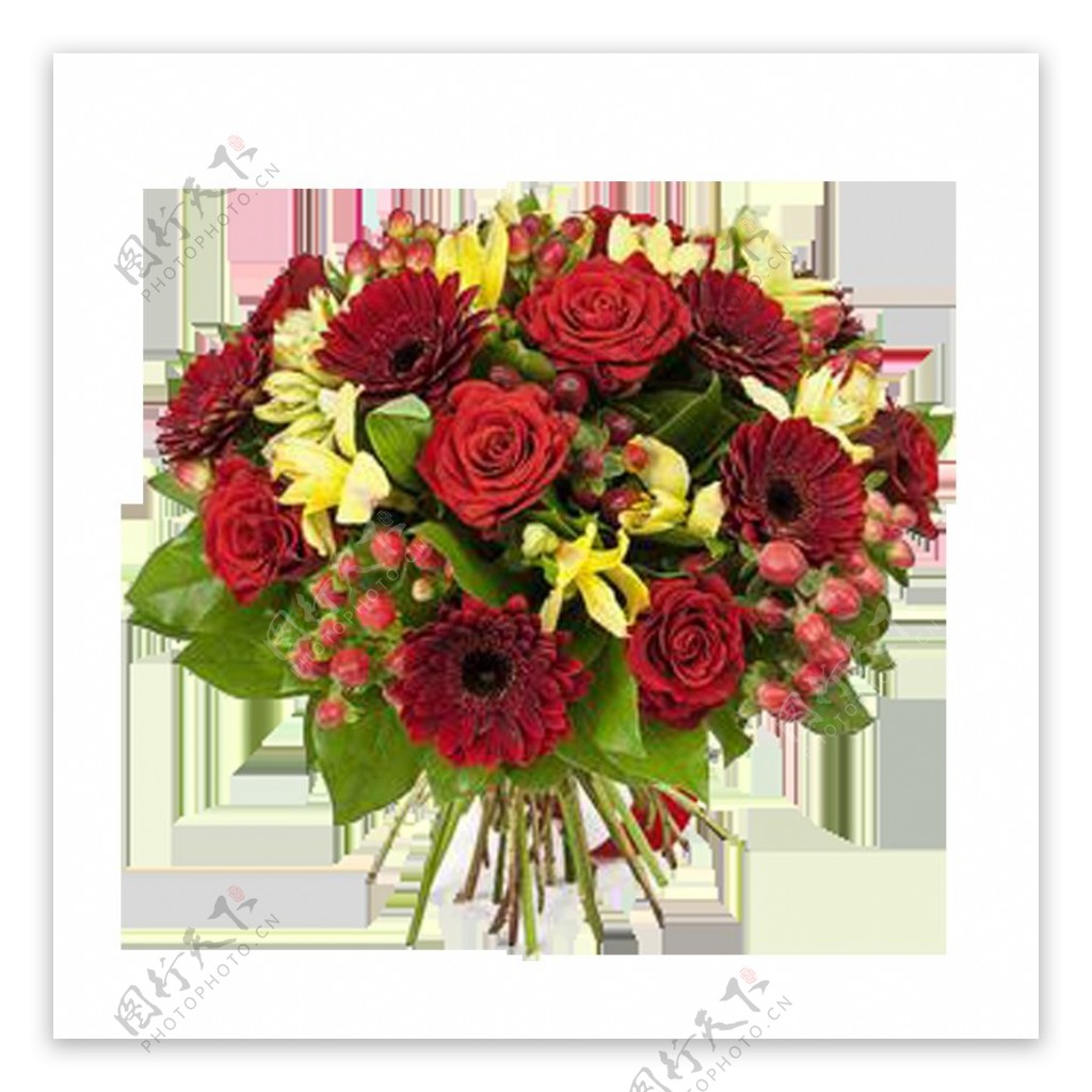 喜庆庆祝红色花朵花束实物元素