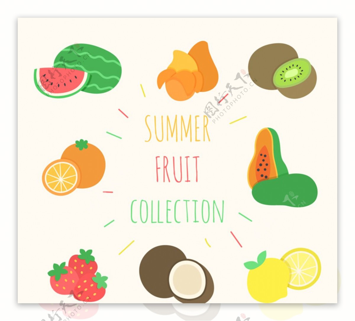 彩色夏季水果