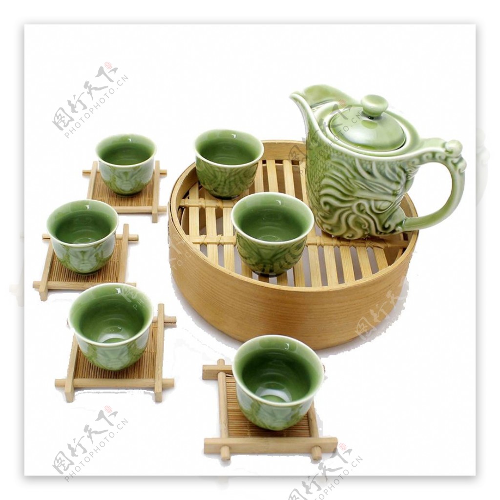 清雅风格淡绿色茶具产品实物
