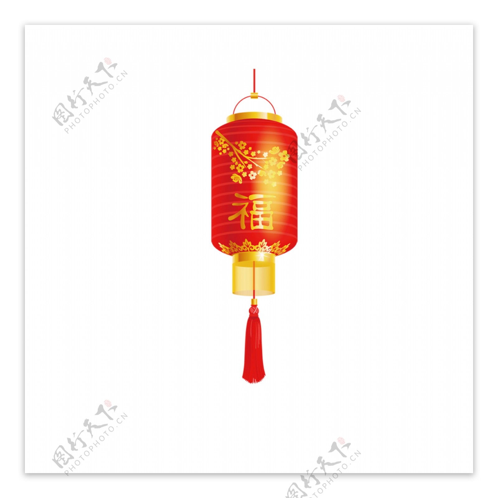 福艺术字红色灯笼新年装饰PNG元素