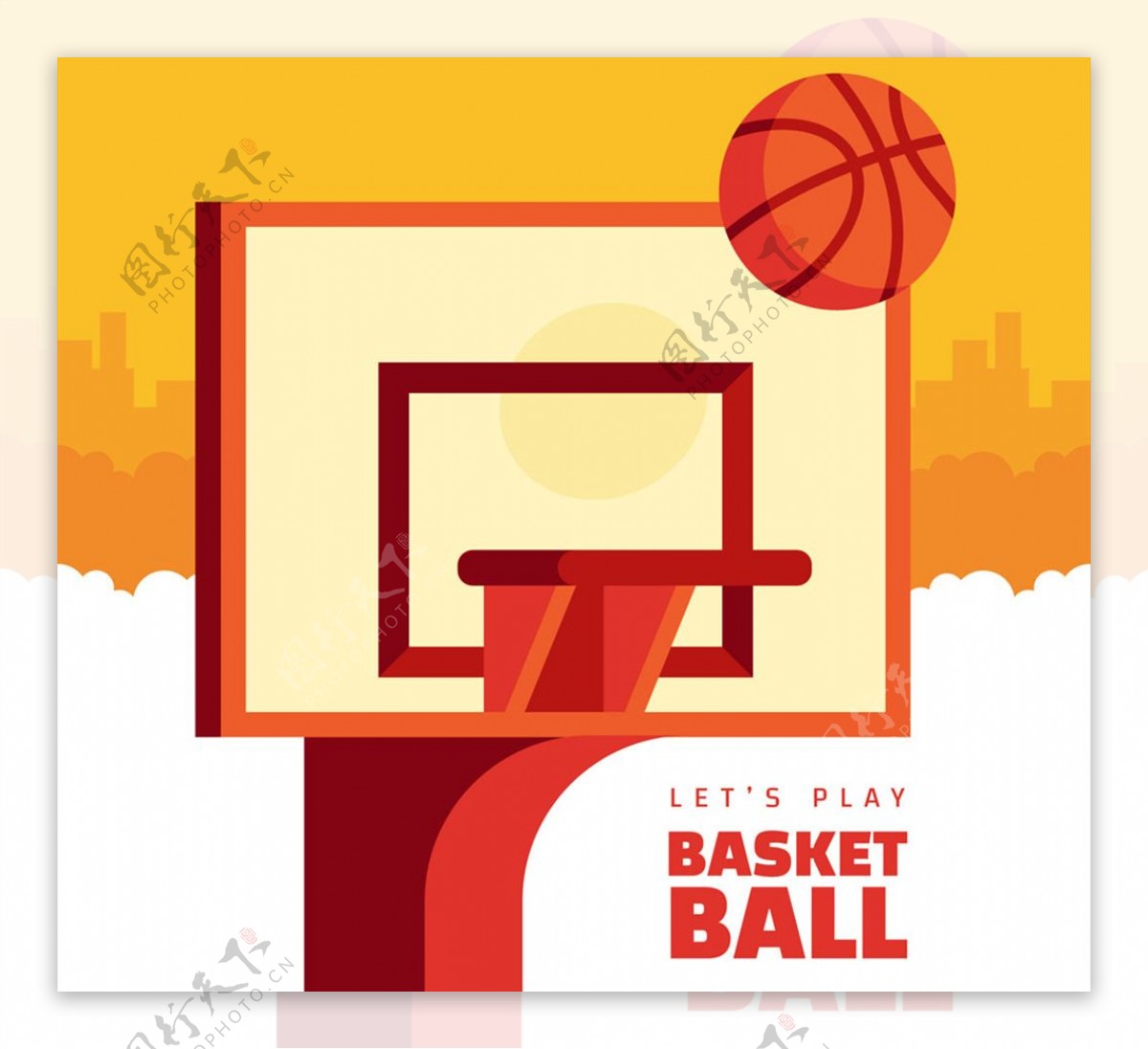 扁平化篮球架和篮球矢量素材