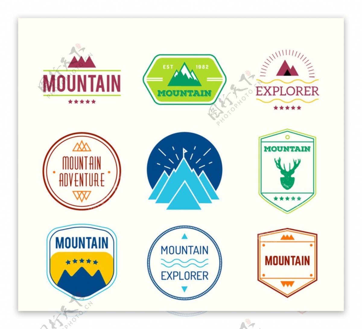登山运动标签设计