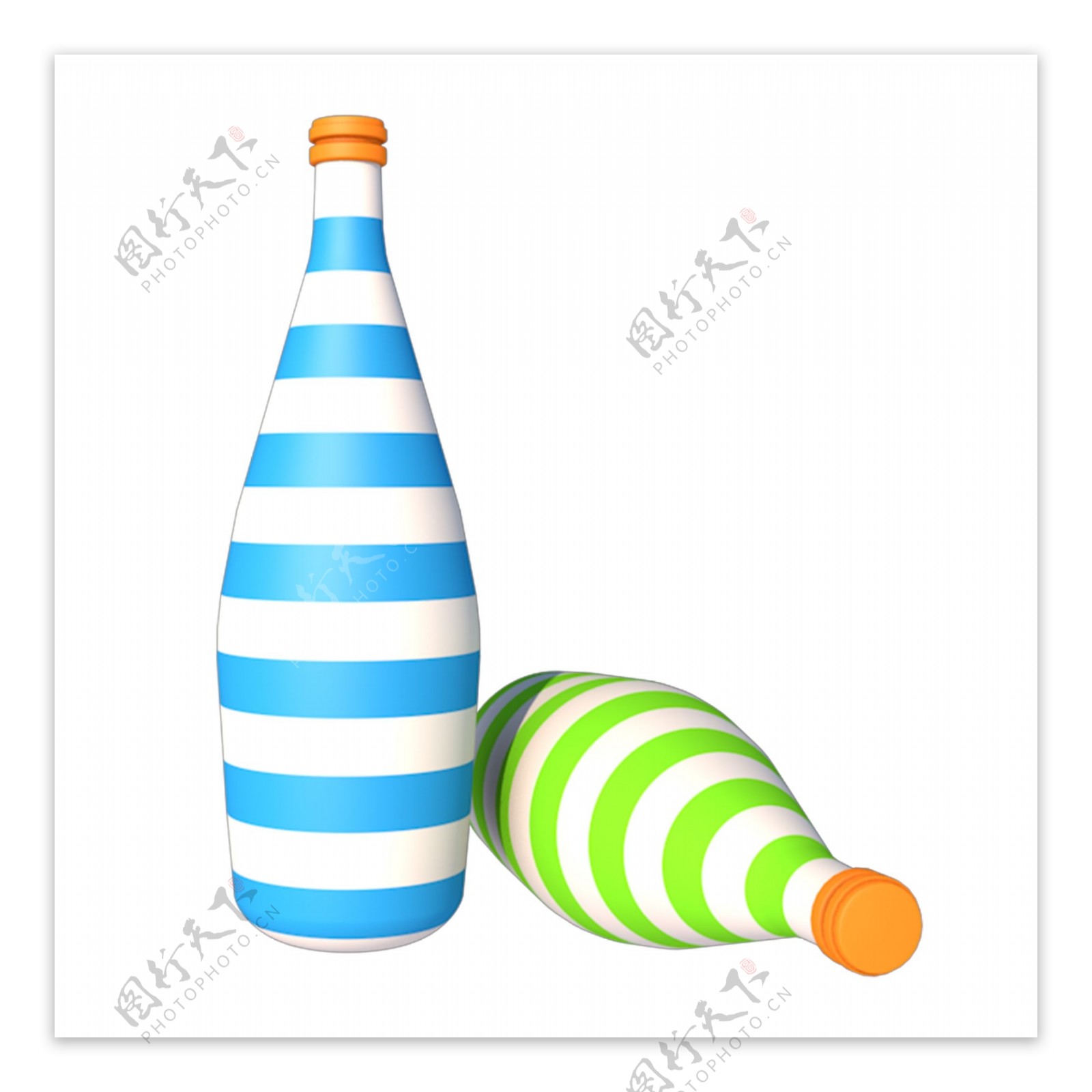 C4D立体条纹塑料瓶