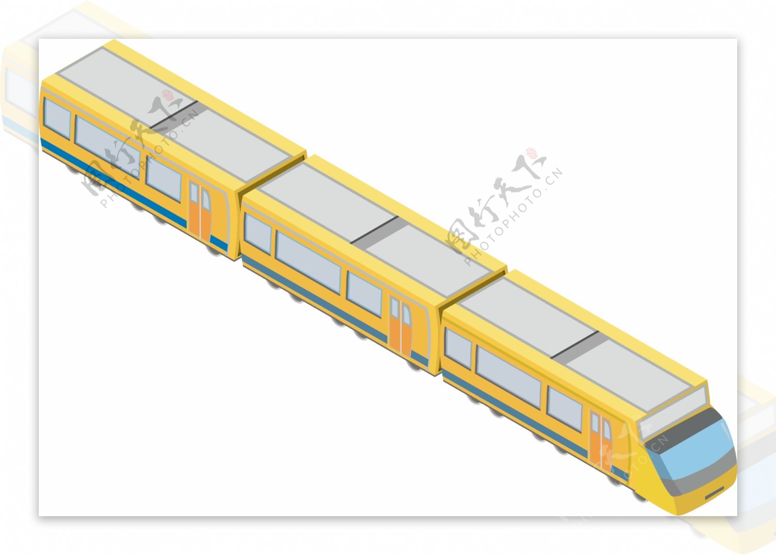 2.5D黄色列车可商用元素